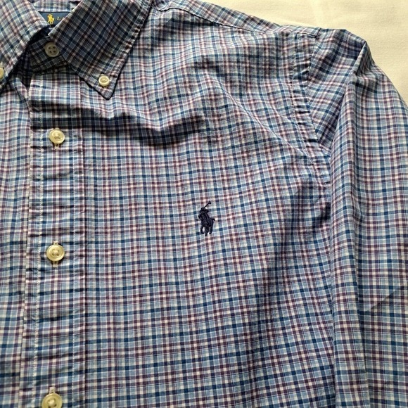 Polo Ralph Lauren Mens Classic Fit Plaid Button Down Shirt Blue Purple Size M - Picture 3 of 5